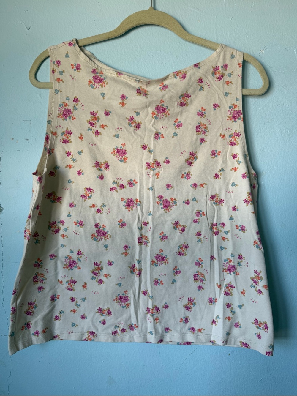 GAP Cream Tank with Pink Floral Sprig Print